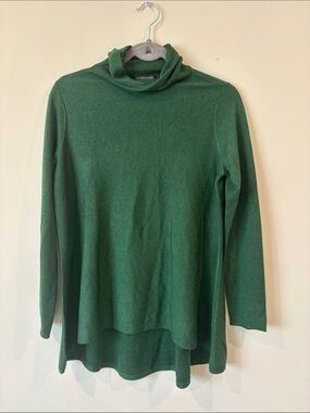 Eileen Fisher Deep Green Merino Wool Blend Turtleneck Tunic